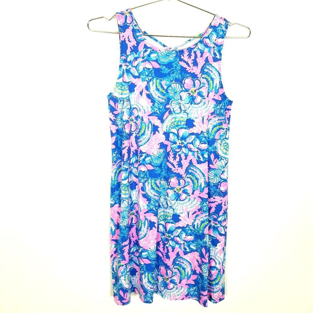 Lilly Pulitzer Women Kristen Dress Sz S Organic Cotton Floral Hawaiian Summer